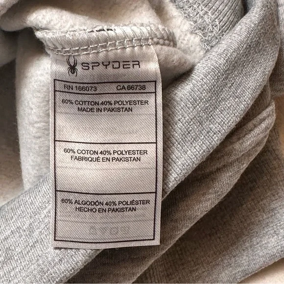 Spyder Men’s Light Grey Fleece Crew Neck Sweatshirt Size XLarge NWT - Picture 9 of 12